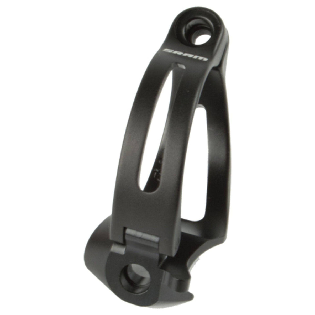 Zwart SRAM Derad New Red klemband, close-up van de fietsketting en kettingkast in een gedetailleerde productfoto