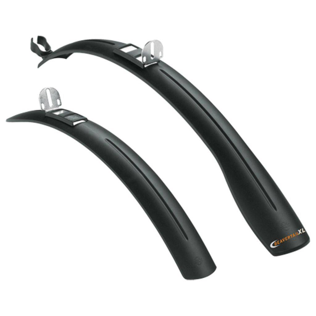 Zwart SKS Beavertail XL 26/28" spatbordenset van PVC, geschikt voor mountainbikes en stadsfietsen.