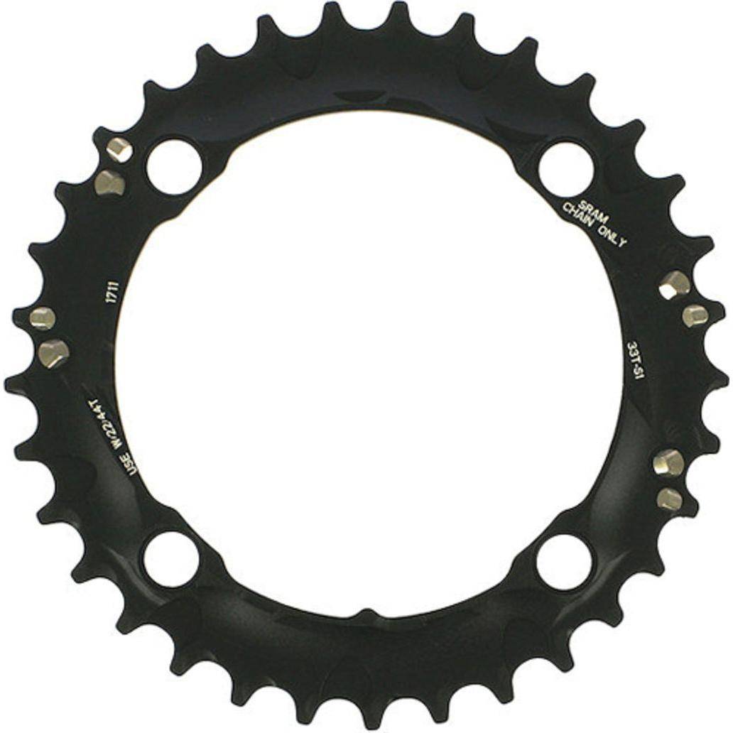 Sram X0/X9 10-speed kettingblad 36T in zwart, geschikt voor mountainbike, met steek van 104 mm.