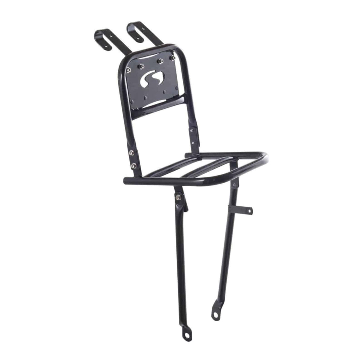 Steco voordrager Transport Comfort voor 20/24 inch fietsen, 20x20 cm, 375 mm lengte, zwart metalen frame.