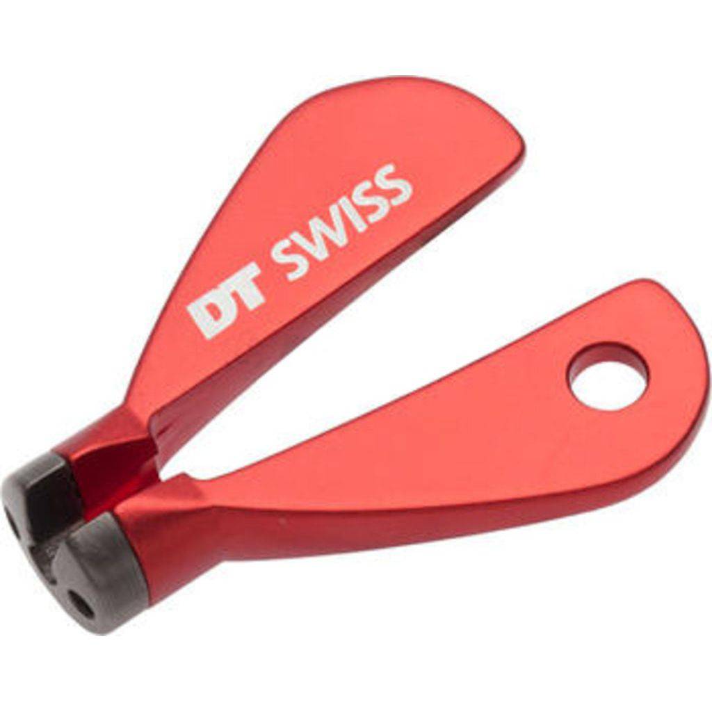 DT Swiss Nippelspanner voor vierkante Ro SP14, gereedschap voor het spaken van fietswielen, zwart metalen handvat en spanner.