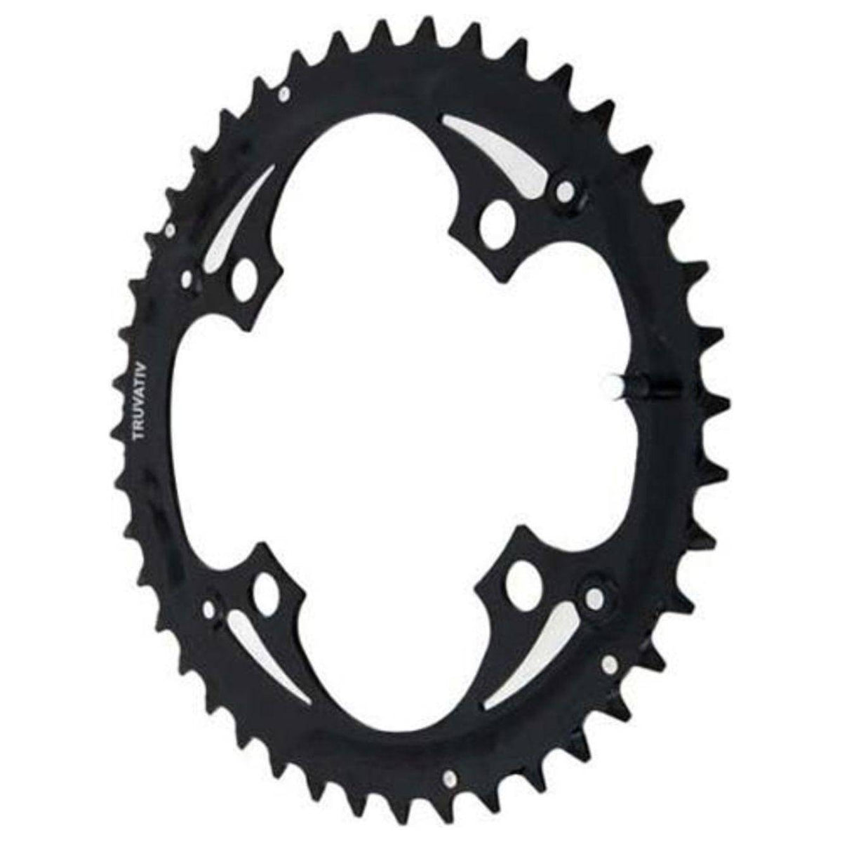Zwart Sram Truvativ kettingblad 9 snelheden, 42T staal met steekmaat 104 voor fiets, zichtbaar in afbeelding.