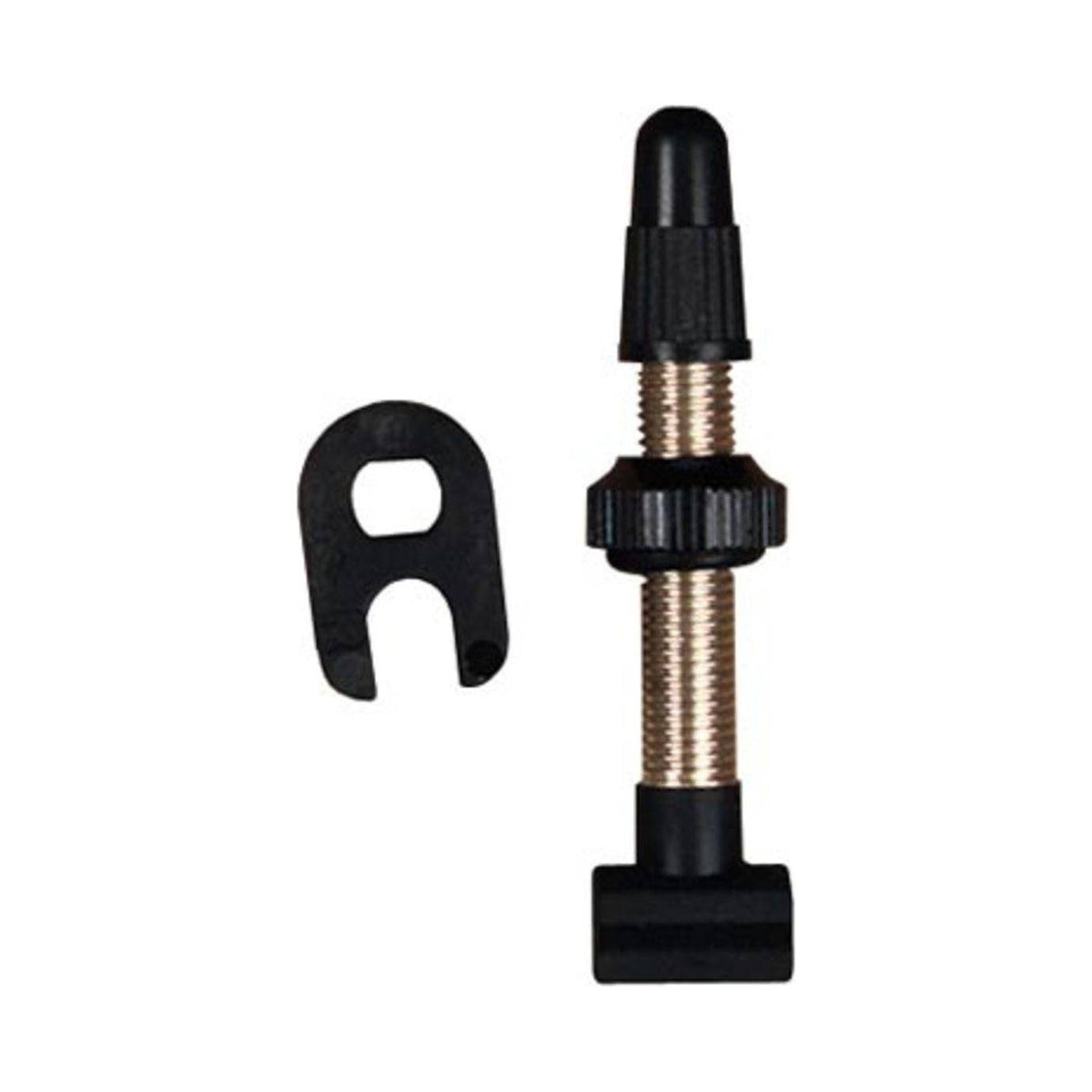 DT Swiss Ventiel voor tubeless racewielen, 32 mm lengte, zwart, geschikt voor snelle montage en luchtdichte afdichting.