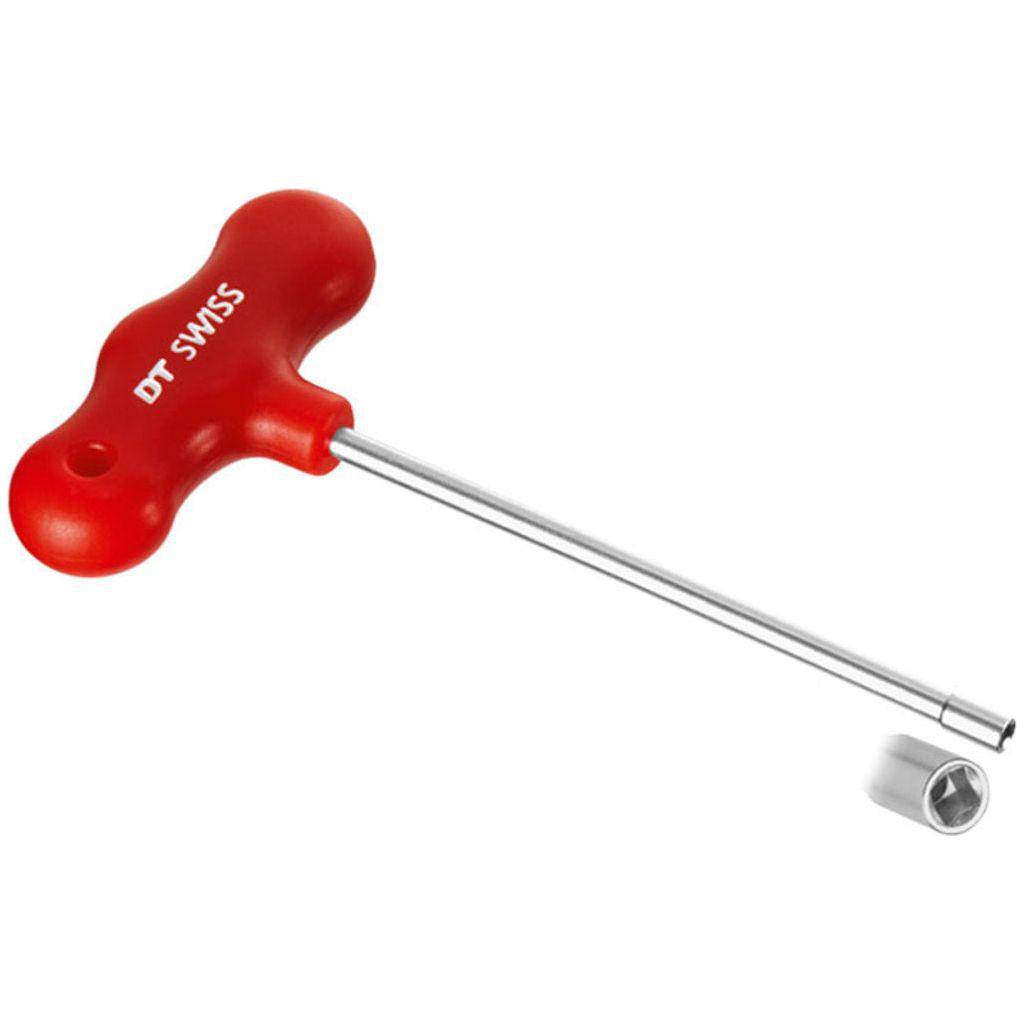 DT Swiss Grs DT nippelspanner T-model in rood, geschikt voor wielonderdelen en precisie nippelbewerking