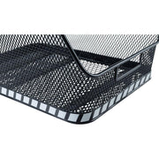 Zwarte Basil Class fietsmand van staal, 30 liter inhoud, 38x31x27 cm, voor op de fiets met handvat en montagebeugels