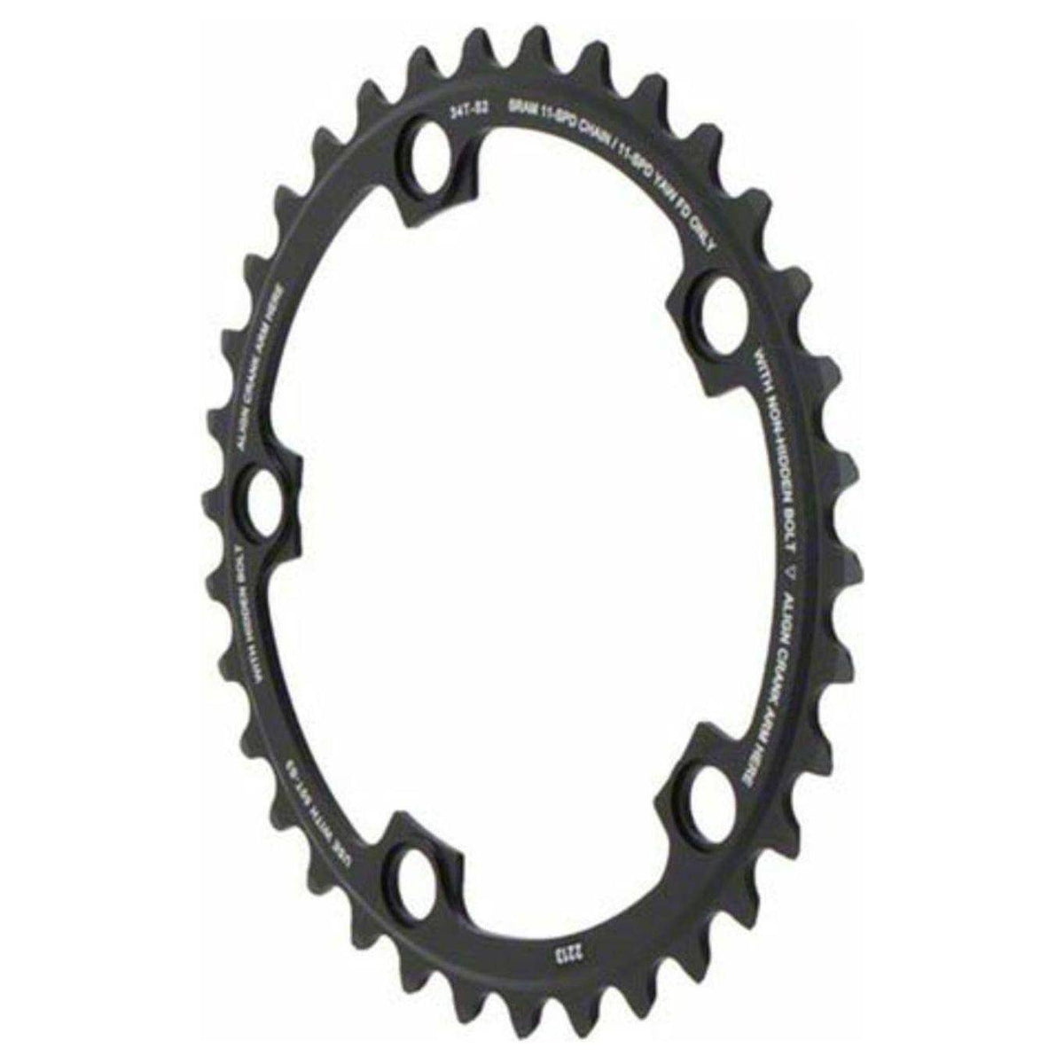 Zwart Sram Red/Force22/Rival22 11-speed kettingblad 34T voor compact 11-speed fiets, inclusief steek 110.