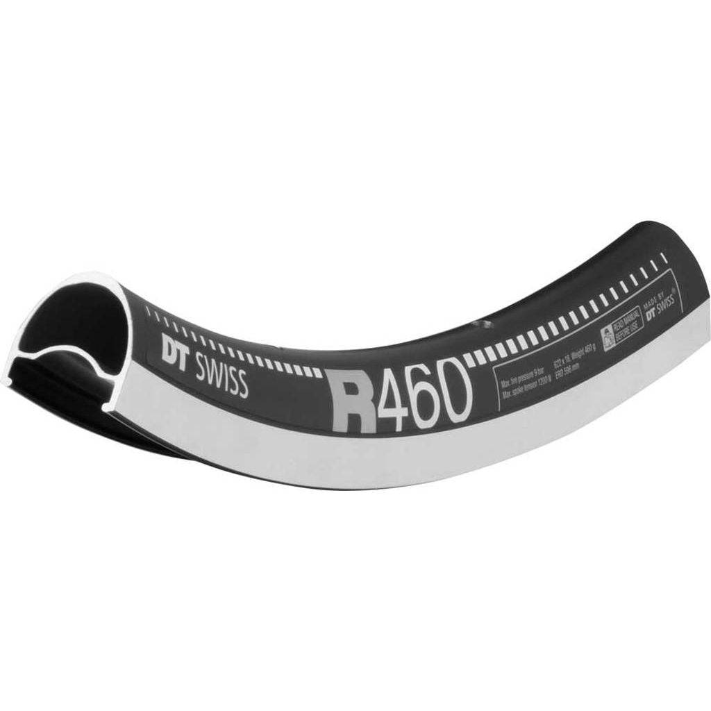 Zwarte 28-inch DT Swiss R460 aluminium velg met 32/14 gaats, 23mm breedte, geschikt voor racefietsen