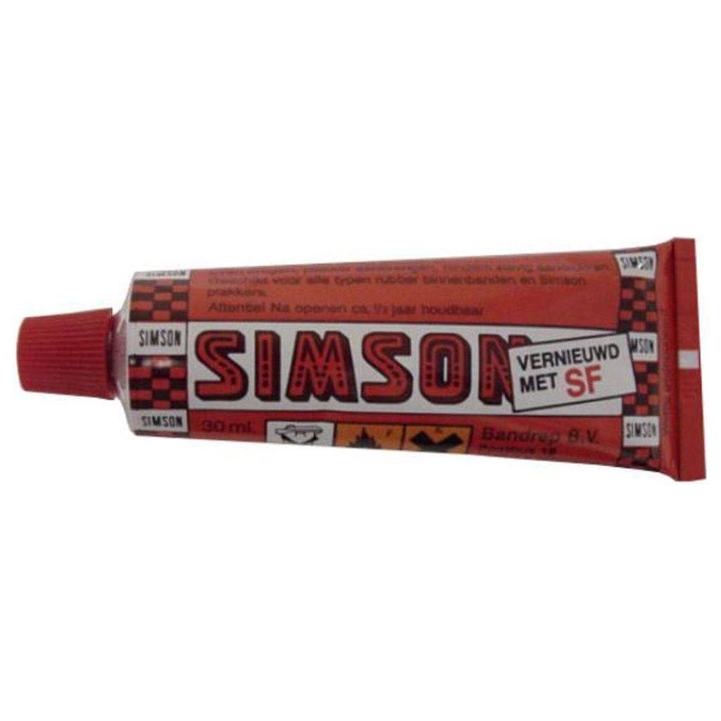 Simson Solutie Klein bandreparatie set met 12 tubes van 10 ml voor fietsbanden, geschikt voor snelle reparaties.