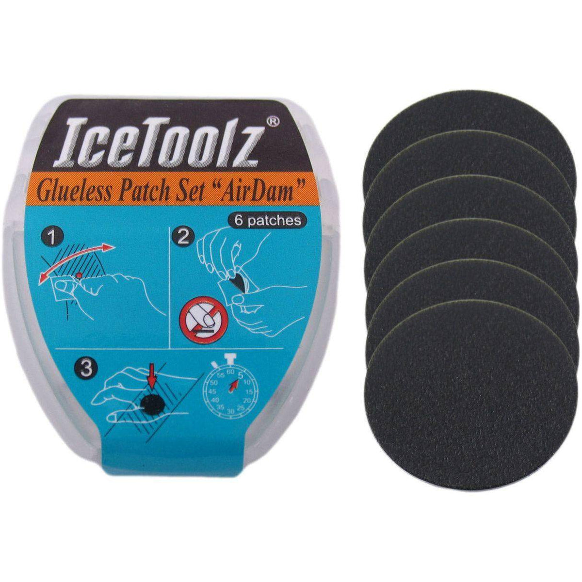 Zelfvulkaniserende bandenreparatiepleisters van Icetoolz, 6 stuks voor bandreparatie en lekdichtheid.