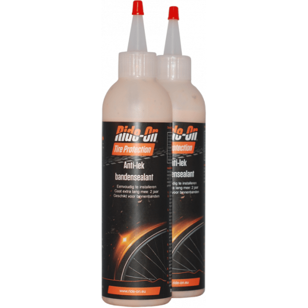 Rideonic bandensealant voor mountainbike, twee flessen van 200 ml, geschikt voor lekvrije banden en efficiënt reparaties.