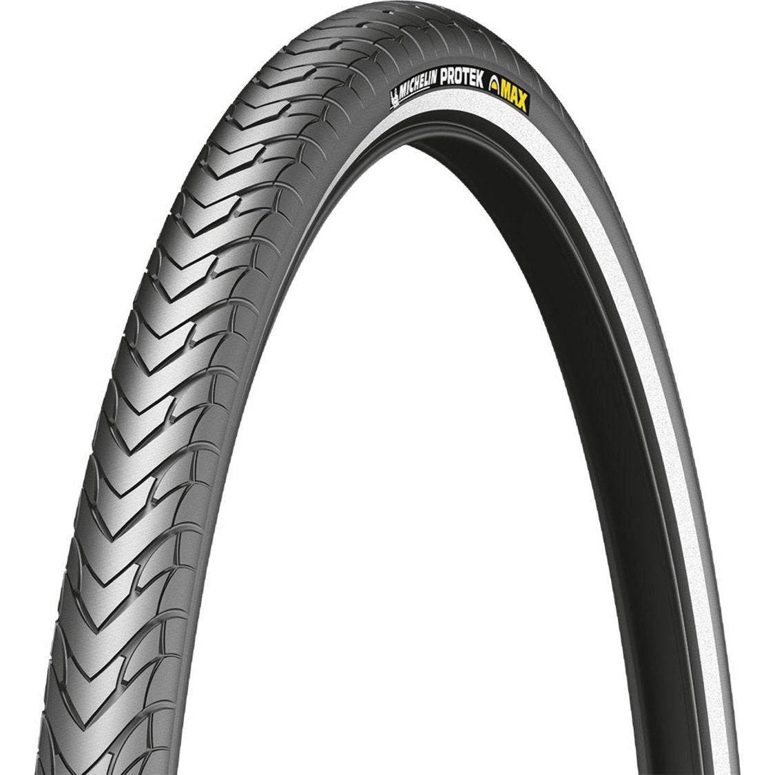 Michelin buitenband 28 inch Protek Max e-bike band met profiel, geschikt voor elektrische fietsen, zwart en robuust.