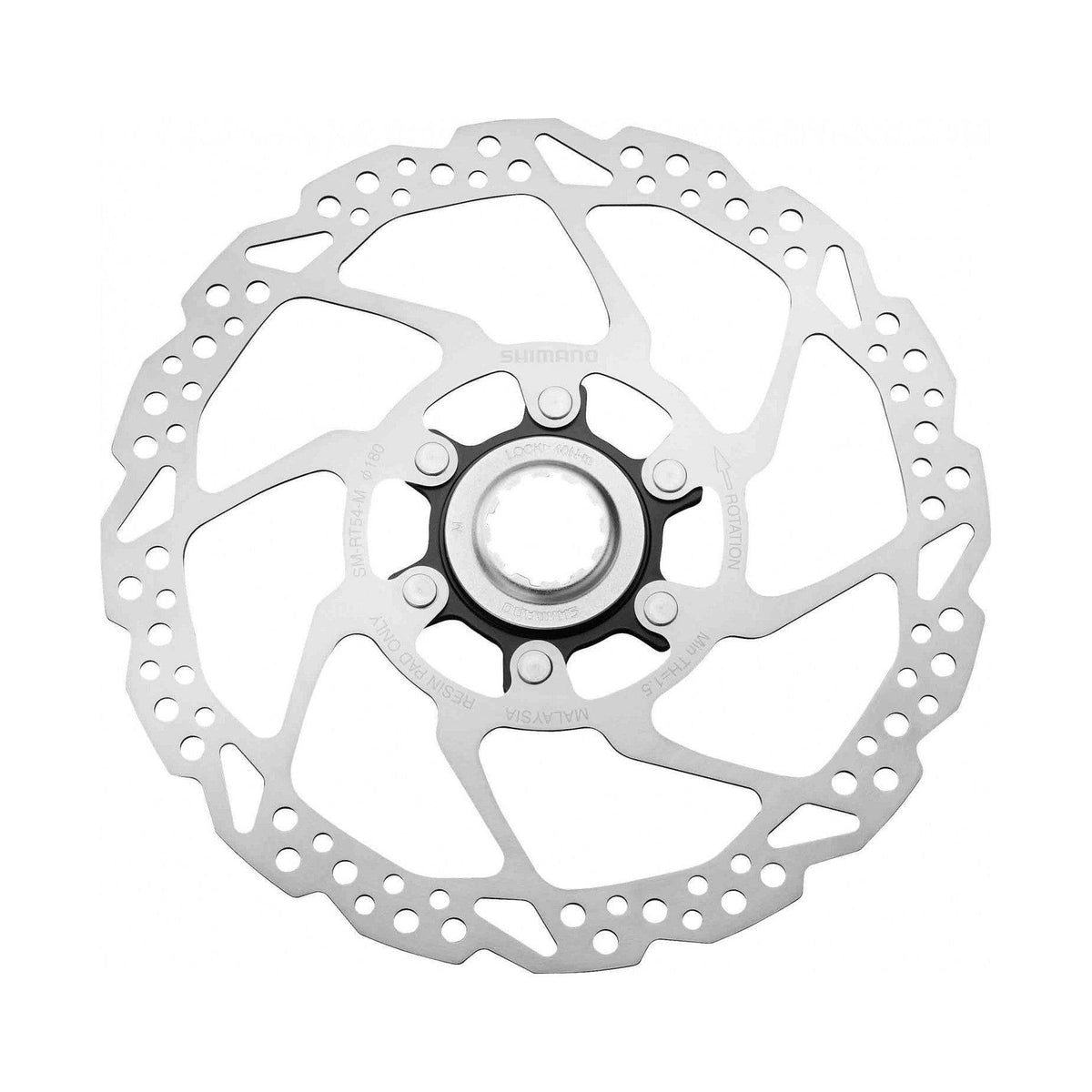 Shimano SM-RT54 remschijf 180 mm Center Lock voor racefiets of mountainbike, roestvrij staal en aerodynamisch ontwerp