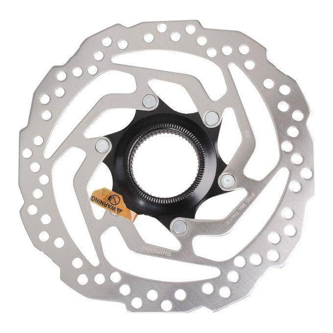 Shimano Sm-Rt54 160 mm remschijf met Center Lock, geschikt voor fietsremmen, zichtbaar in de afbeelding.