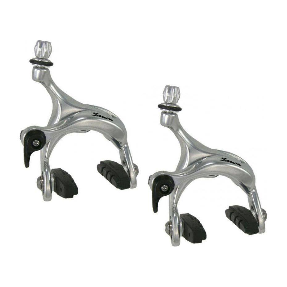Zilveren Saccon velgremmen Saccon Road Dual Pivot 47-57 mm aluminium voor goede remprestaties op de fiets.