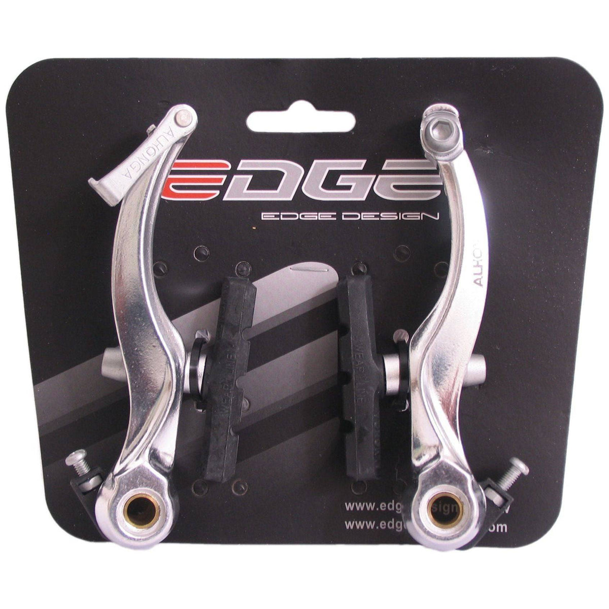 Edge aluminium V-brake remset met 60 mm remschoenen voor racefiets, zichtbaar met remarmen en remblokjes in de afbeelding
