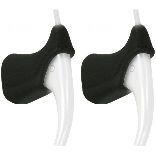 Zwarte Saccon Race remgreepcoverset voor externe kabel, losse remgrepen voor fiets, duidelijke close-up van de onderdelen.