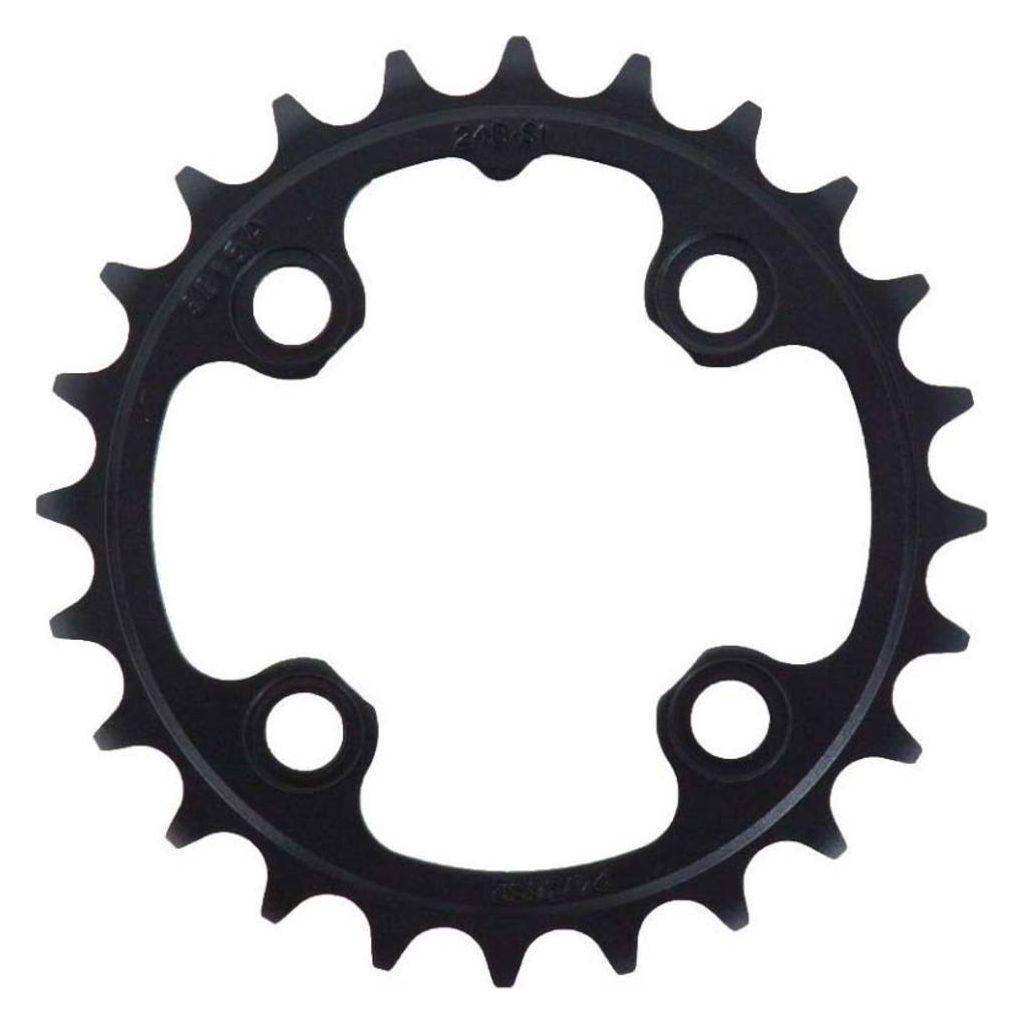 Sram kettingblad 10 speed 24T, zwart metalen fietskettingblad met tandvorm en bevestigingsgaten, geschikt voor racefietsen