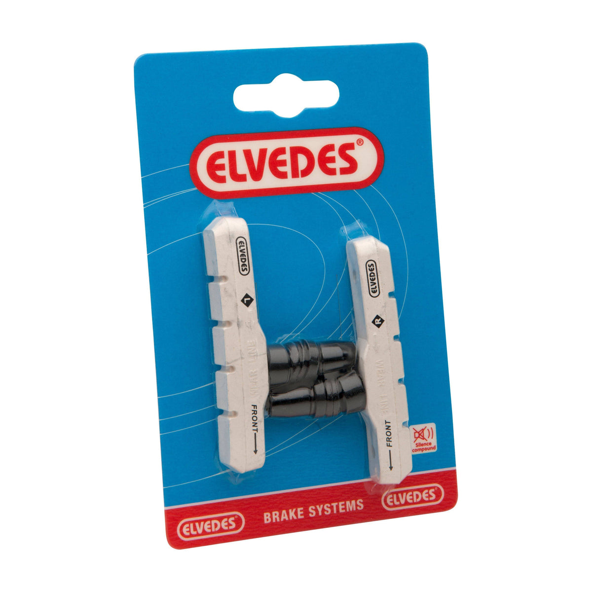 Elvedes V-brake remblokken set van 72 mm in wit, geschikt voor V-brake fietsen, op kaart weergegeven.