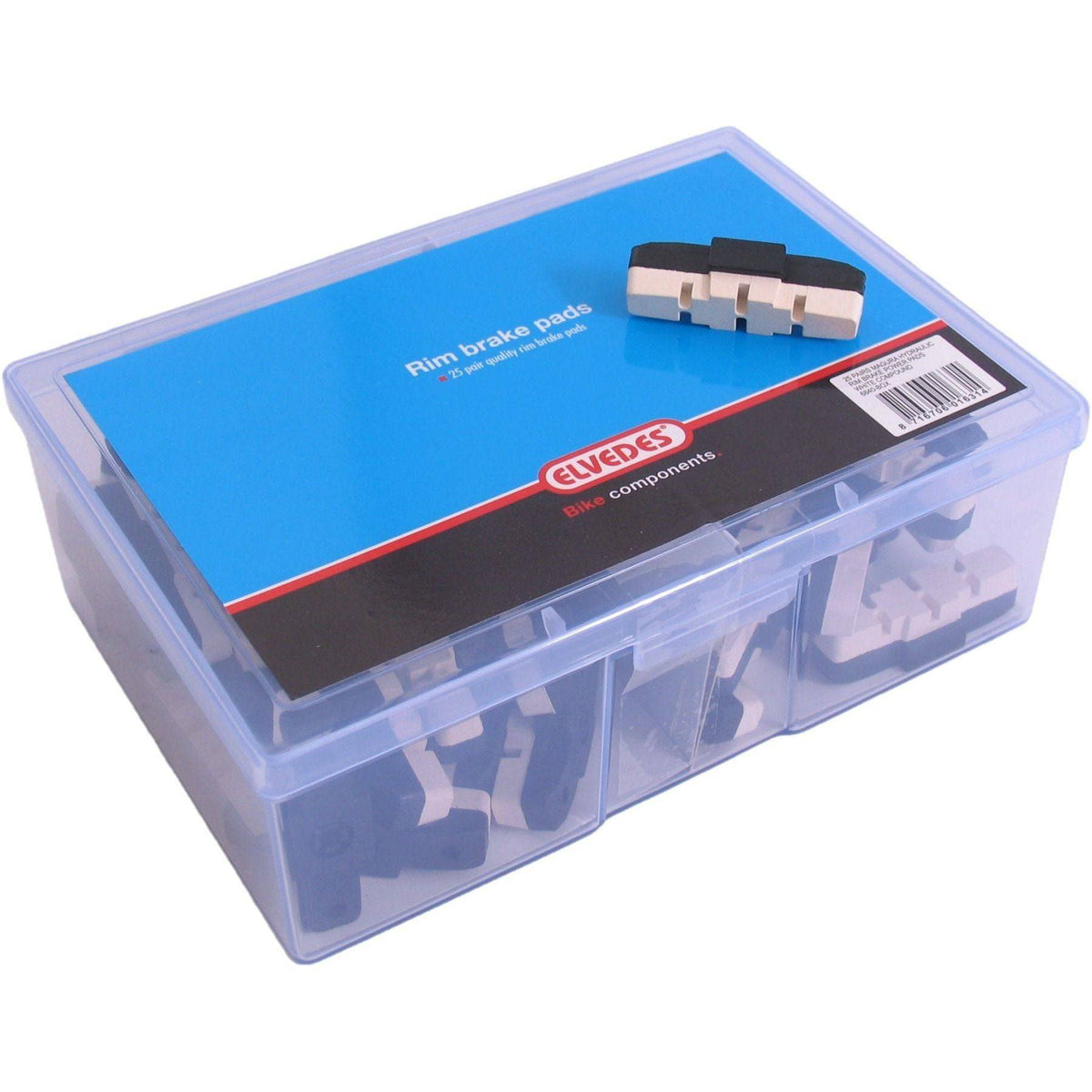 Elvedes Power Pads rembloksets voor Magura HS11 en HS33, witte remblokken, 25 paar velgremblokken op afbeelding.