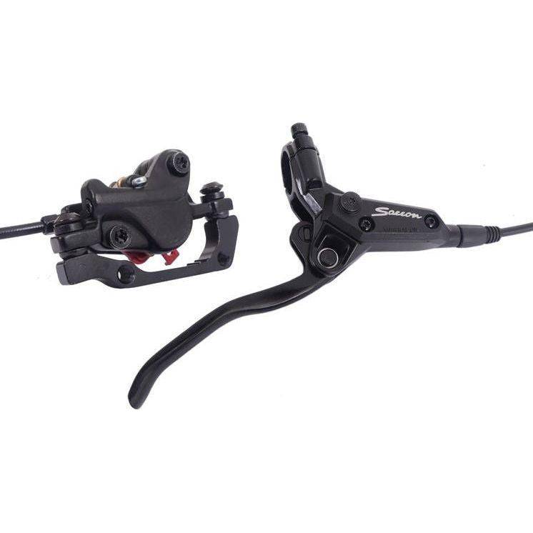 Hydraulisch remset Saccon Dh56 rechts voor MTB, schijfremmen, met 1600 mm remslang, zichtbaar in de afbeelding.