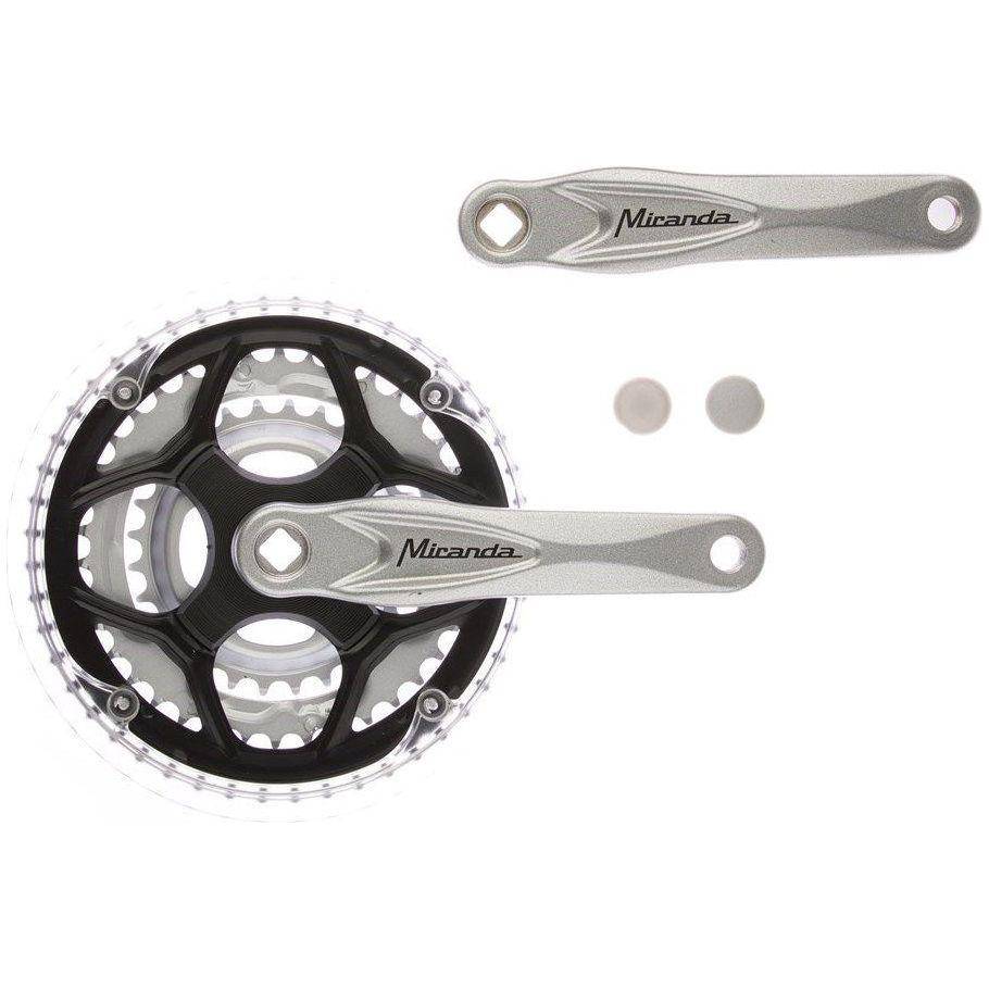 Miranda stadsfiets crankstel 8-speed Alfa 3 met 42/32/22T kettingbladen en 8mm as, zilverkleurig, geschikt voor fietsen