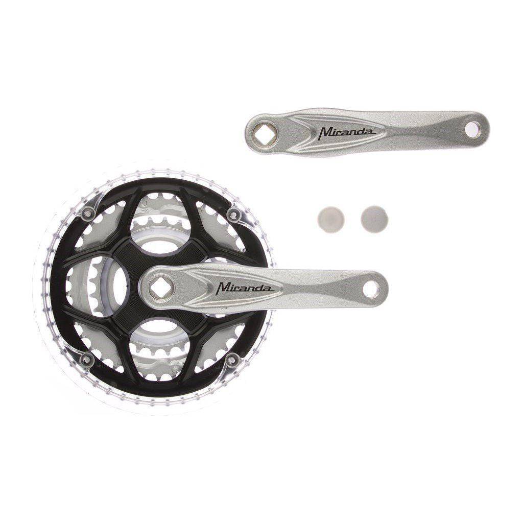 Zilveren stadsfiets crankstel Miranda Alfa 8-speed 48/38/28T met 8mm as op afbeelding 703750.jpg