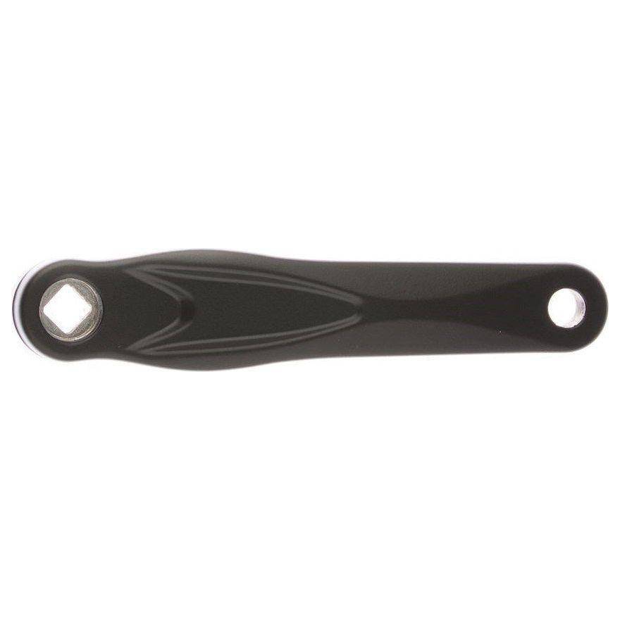Zwarte Miranda Alfa 1 crankarm links van 170 mm, geschikt voor fietsonderdelen, afgewerkt met een gecoate afwerking.
