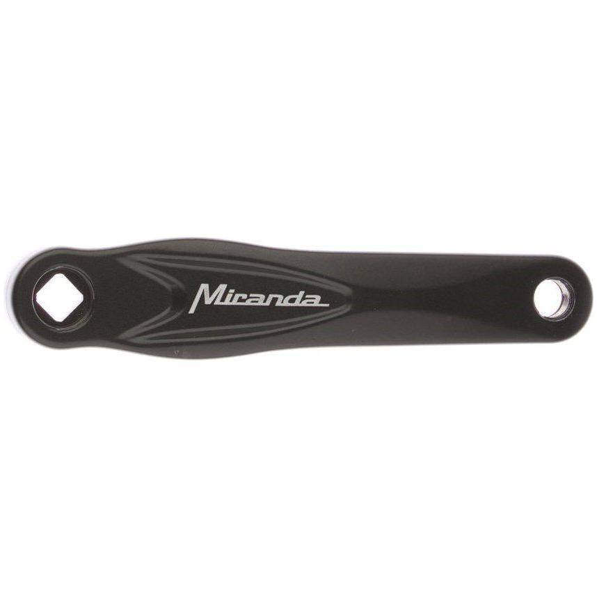 Zwarte rechtszijdige Miranda Alfa 1 crankarm van 170mm, gecoat, geschikt voor fiets, zichtbaar op de afbeelding