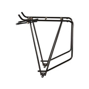 Zwarte Tubus Cargo Classic achterdrager voor bagagedragers, stevig en geschikt voor fietsen.