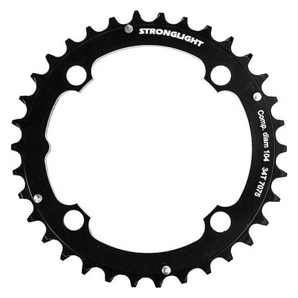 Sterklight kettingblad Shimano Xc Zicral 9V 34T, zwart, met steek 104, geschikt voor 9-speed fietsen, zichtbaar in de afbeelding.