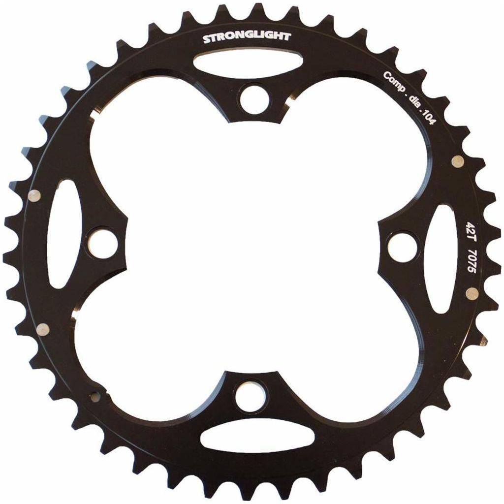 Sterklight Shimano Xc Zicral 9-speed kettingblad 42T zwart, compatibel met 104mm steek, voor racefiets en mountainbike