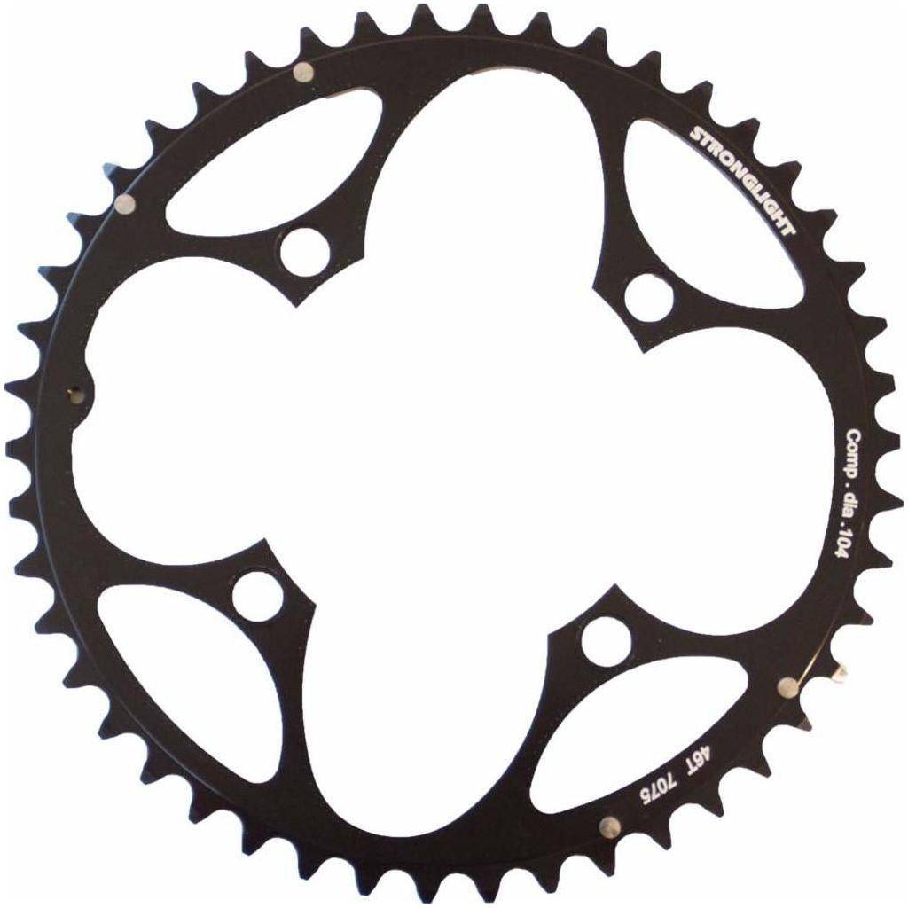 Sterklight 9-speed kettingblad Shimano Xc Zicral 46T in zwart, met steek 104 voor racefietsen en mountainbikes.