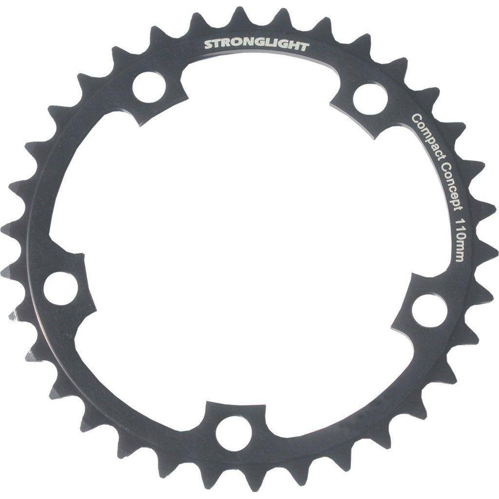 Sterklight kettingblad 34T voor Shimano/Sram/Fsa, 10-speed, zwart, Dural, steek 110, geschikt voor racefietsen.