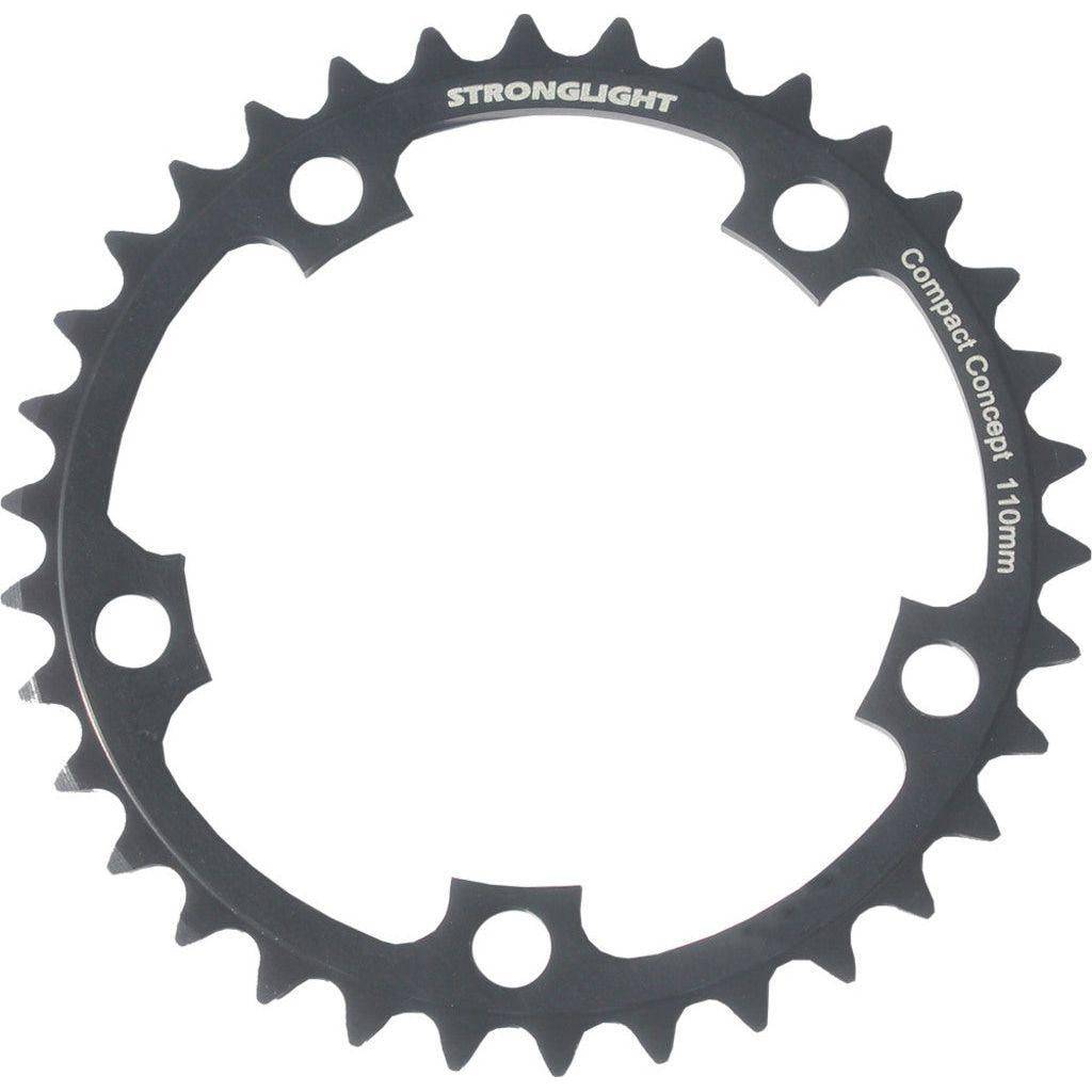 Sterklight kettingblad voor Shimano/Sram/FSA, 36T, zwart, 10-speed, geschikt voor 110 mm steek, duurzaam aluminium.