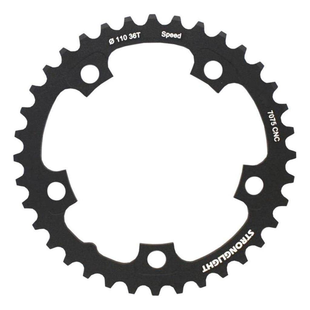 Sterklight 36T kettingblad voor Shimano/Sram/FSA 10-speed, zwart, Zicral aluminium, steek 110, geschikt voor racefietsen