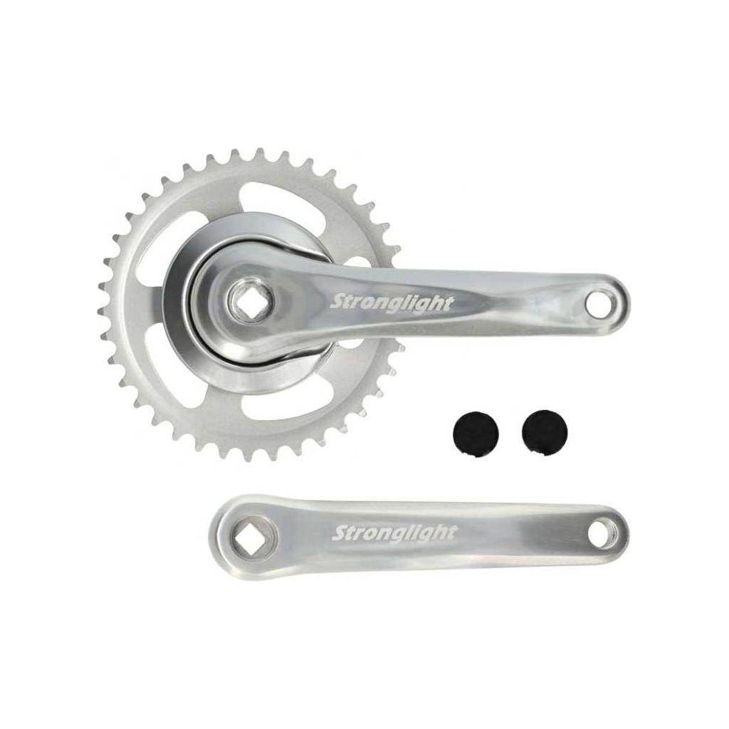 Sterklight stadsfiets crankstel Earth 1V, aluminium, 170mm, 38T, zilver, met 92mm en -4mm kettingwiel.