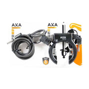 Zwarte Axa Solid Plus ART 2 ringslot met Newton plug-in kabel Pi150, stevig beveiligingsslot voor fietsen