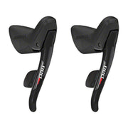 Sram Red22 C2 11-speed DoubleTap shifters, rood, voor racefietsen, close-up van de high-performance rem- en schakelhendel