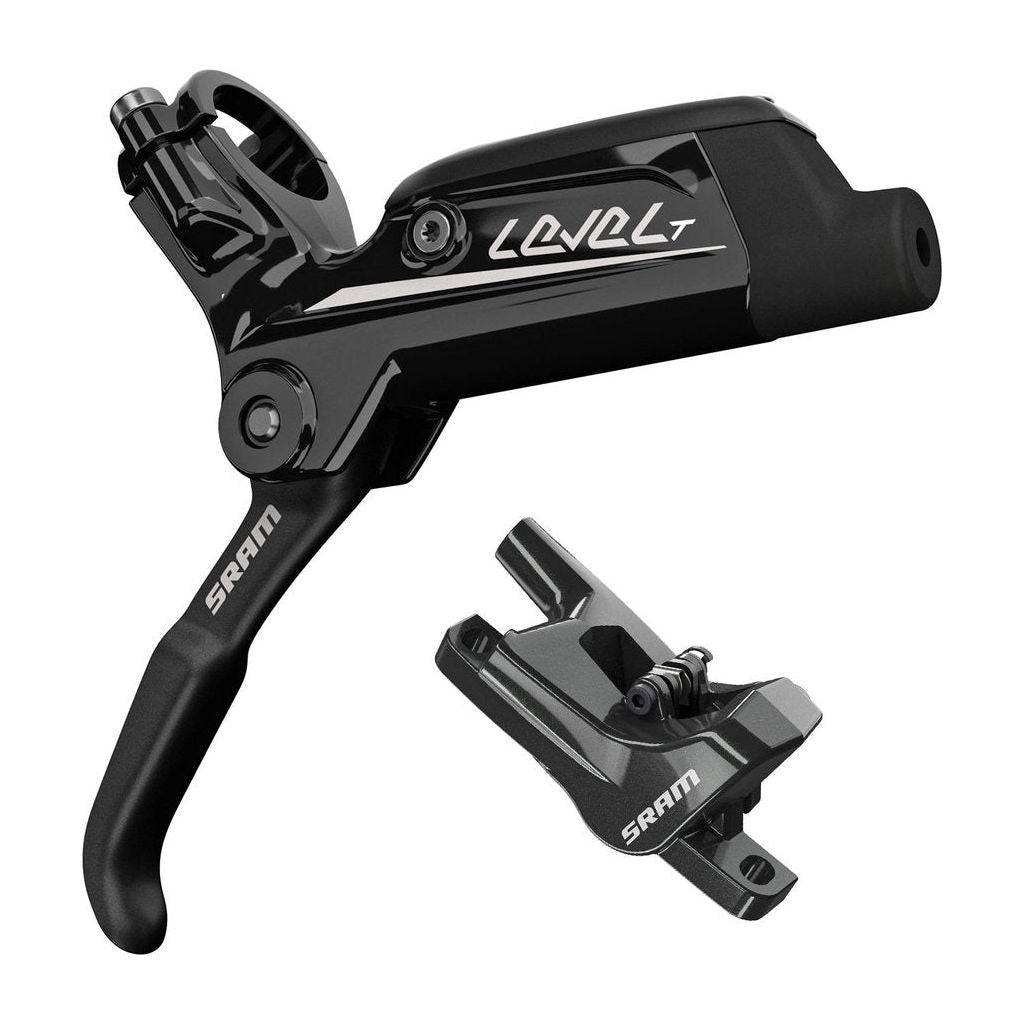 Zwarte Sram Rem Level T DB schijfrem voor MTB met robuust ontwerp en duidelijke remblokken, geschikt voor mountainbikes.
