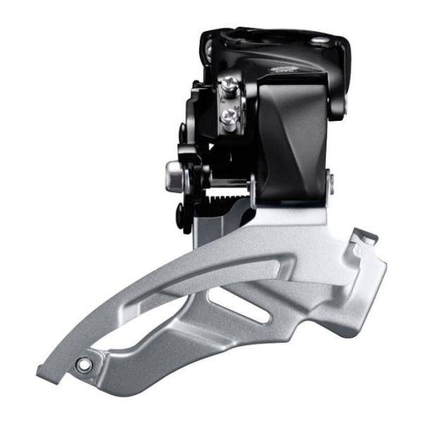 Shimano Altus FD-M2000 voorderailleur voor 3x9 snelheden met top swing en dual pull, geschikt voor mountainbikes.