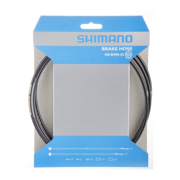 Shimano hydraulische remleiding voor schijfremmen in zwart, zichtbaar met aansluitingen en flexibele buis.