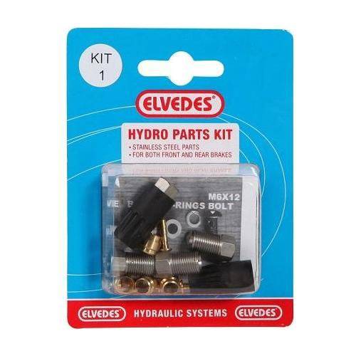 Hydraulische onderdelen kit van Elvedes met M8 roestvrijstalen koppelingen voor hydraulische leidingen op kaart