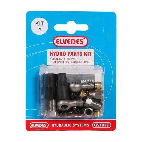 Hydraulische onderdelen kit met 2 M8-bouten en RVS banjo voor Elvedes hydraulische leidingen, op kaart.