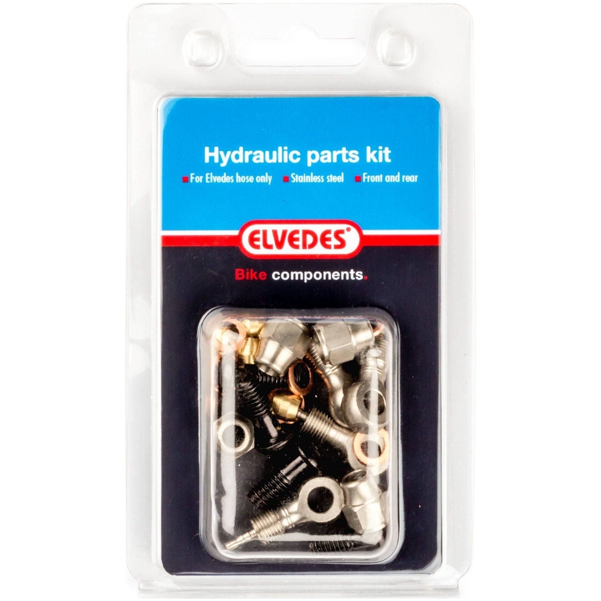 Elvedes hydraulische onderdelen kit met 3 banjo's en RVS onderdelen voor Formula Oro en Shimano, inclusief hydraulische leiding op kaart