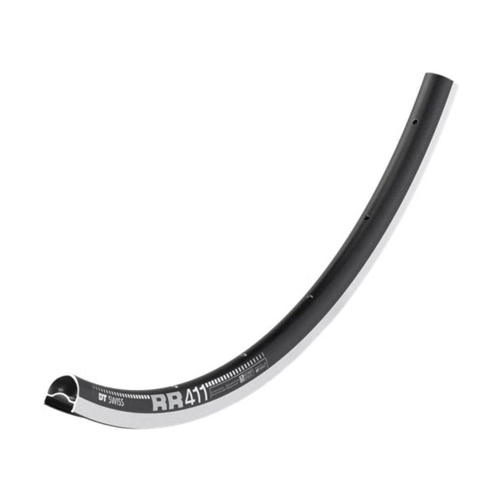 Zwarte DT Swiss Velg 28 inch Radsysteem RR411 Alm Race, 24/14 spaken, 21,5 mm breedte, voor racefiets.