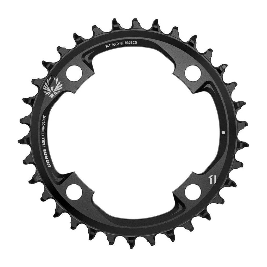 Zwart Sram Eagle 12-speed kettingblad van CNC-aluminium met steek van 104 mm, geschikt voor mountainbikes en racefietsen