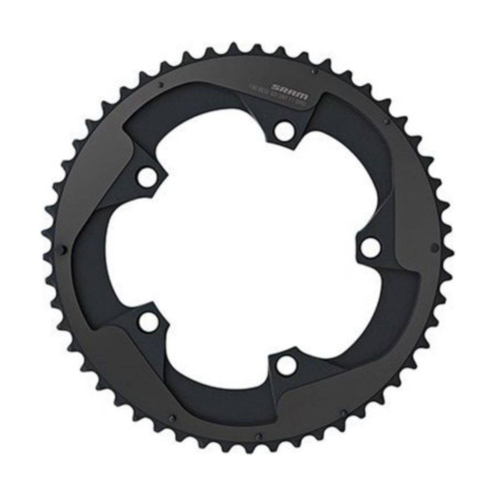 Sram Red22 50T kettingblad voor 11-speed fietsen, zwart met rode accenten, met steekmaat 110 mm, zichtbaar in de afbeelding.