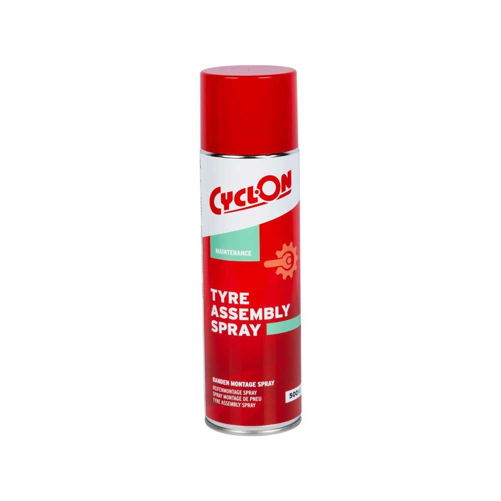 CyclOn bandreparatie spray voor banden, 500 ml, geschikt voor snelle reparatie van lekke banden, zichtbaar in de afbeelding.