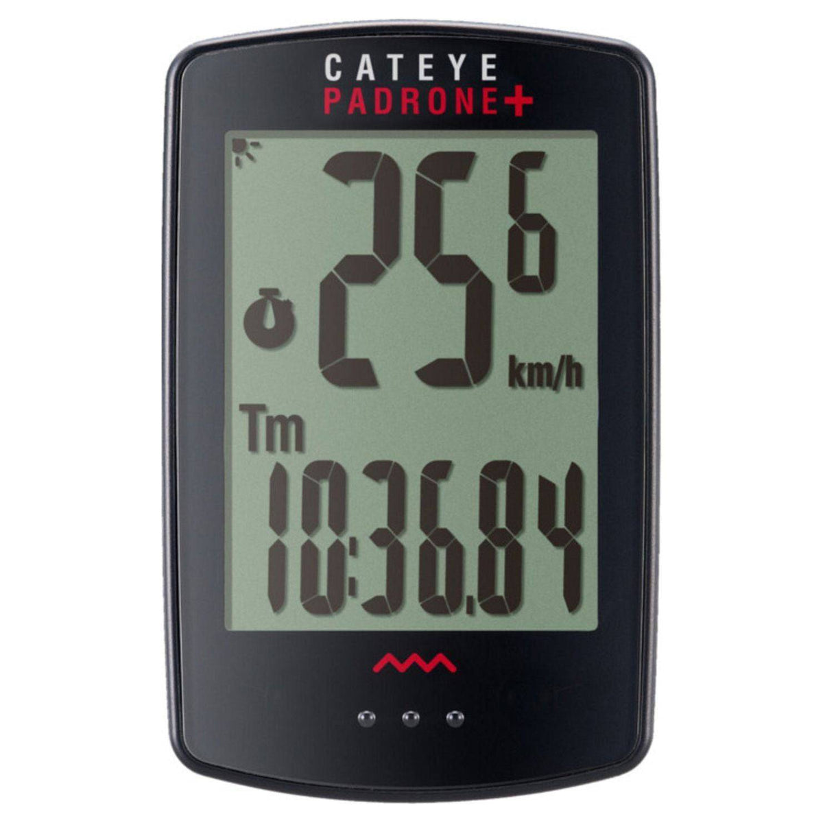 Cateye Padrone draadloze fietscomputer met groot scherm en kilometerstand, ideaal voor fietsers en wielrenners