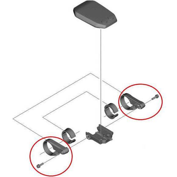 Shimano SC-E6010 displayhouder links en rechts voor Steps e-bike computeronderdelen, zwart kunststof, bevestigingsmateriaal zichtbaar